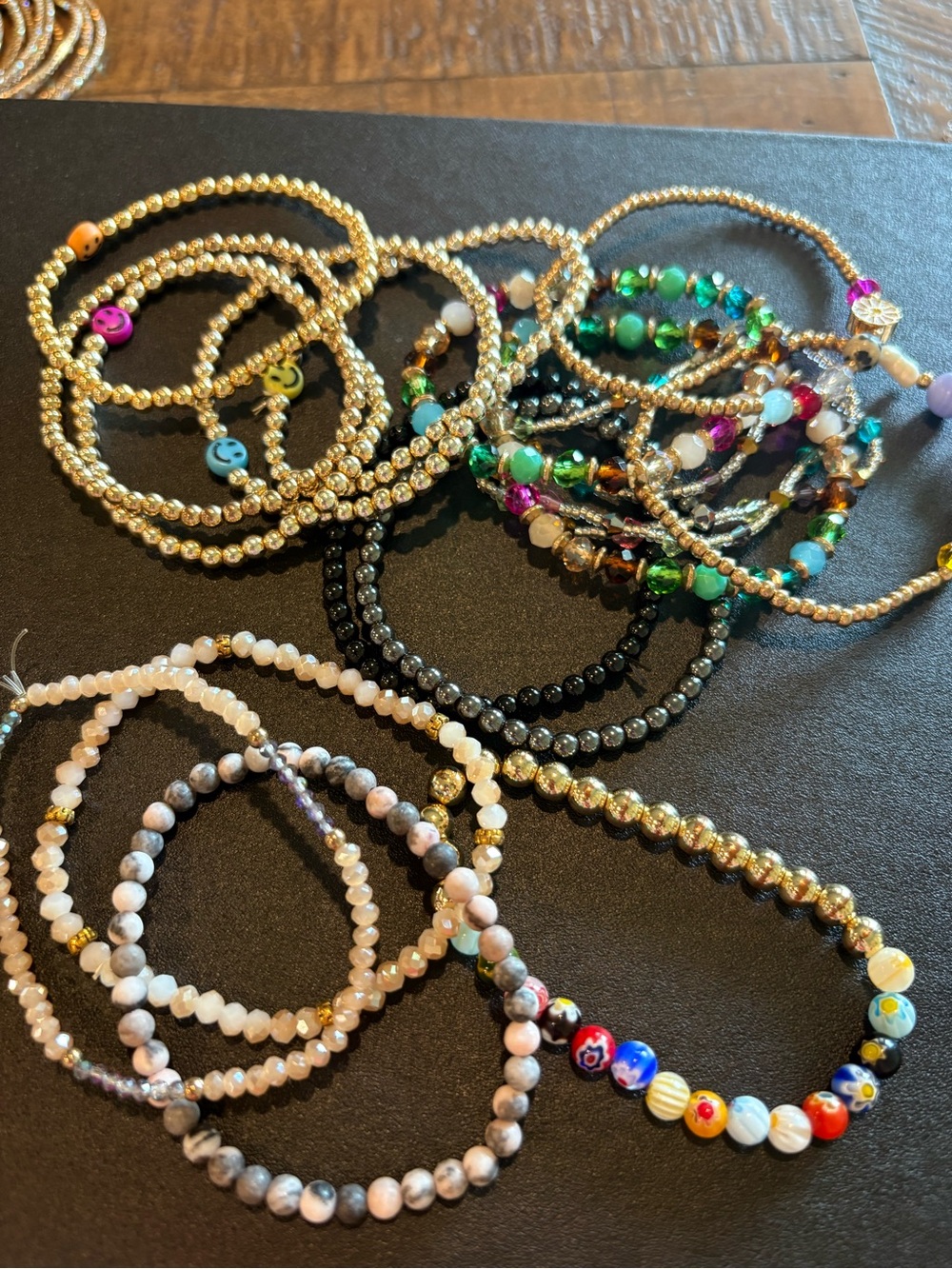 Gold and Multicolor Beaded Stackable Women’s Bracelet Set